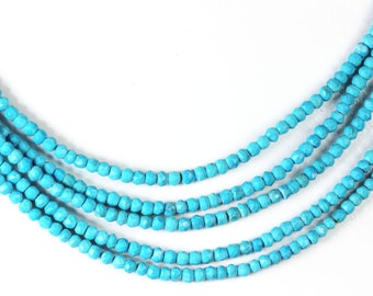 thumbnail image 2 of Handmade Sleeping Beauty Turquoise Rondelle Faceted Loose Beads - 3-4mm, Center-Drilled, Blue, 13" Strand 2 of 6