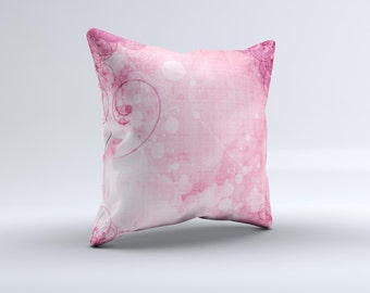 The Grungy Pink Painted Swirl Pattern ink-Fuzed Decorative Throw Pillow