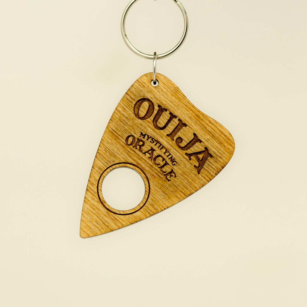 Ouija Charm Keychain Ouija Planchette Carved Wood Key Ring