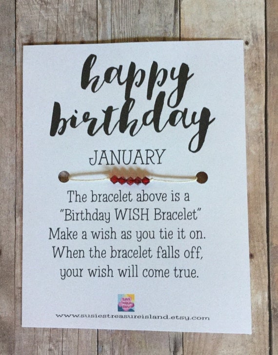 January Birthday Wish Bracelet Card Make A Wish Birthday