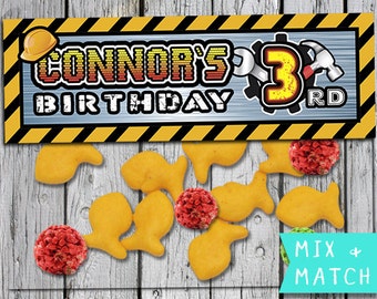 Printable Construction Party Bag Topper, Construction Party Favor Topper, Construction Birthday Party Bag Topper, Construction Snack Topper