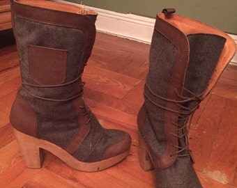Rachel comey rare midcalf platform clog boots wool and leather 7.5 worn once