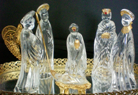 German Crystal Nativity Scene Set By Gorham 4291