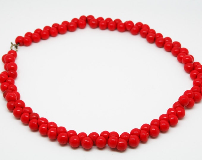 Rare Art Deco 1930's Necklace Czech Red Coral Beads