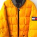 BIG SALE 25% TOMMY Hilfiger Outdoors Expedition Vintage 90's Hip Hop Yellow Puffer Down Bomber Goose Jacket Parka Coat Size L