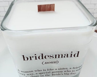 Set of 6 Bridesmaids Soy Candles ~ 12 oz Jar~ Bridesmaids Gifts~Bridesmaid Candle~Fall Wedding ~Bridesmaid Thank You~Bridal Party Gifts