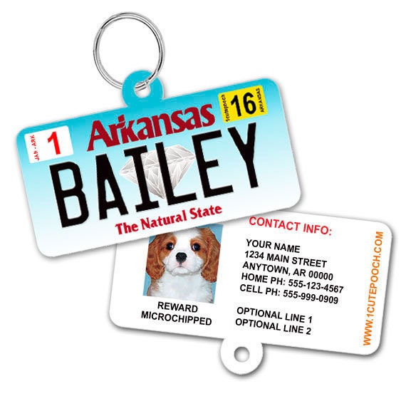 Arkansas License Plate Custom Pet ID Tag Dog ID Tag