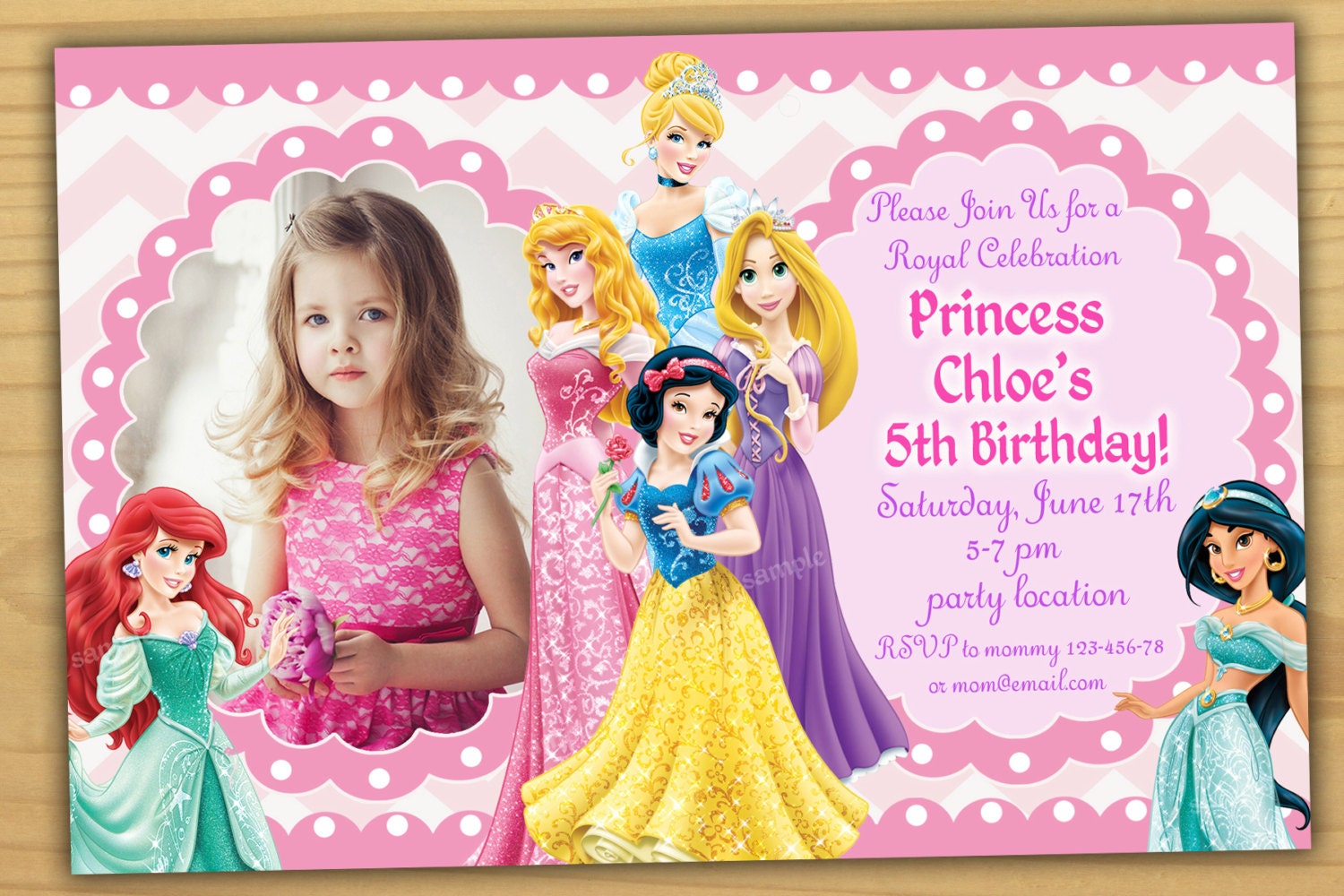 Disney Princess Birthday Invitation Disney Princess