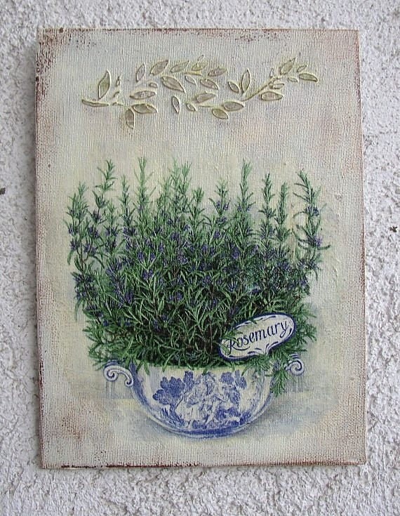 Rosemary Kitchen Decor Mixed Media Wall Art Rosemary in