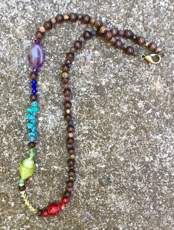Rainbow Necklace LGBT Pride Necklace Jasper Necklace by PotOfGems
