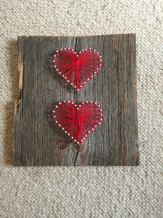 Items similar to Hearts Reclaimed Barn Wood String Art, string art ...