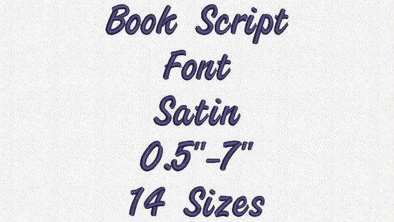 Book Script Font 14 Sizes Embroidery Design