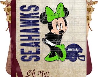 SeaHawks Inspired Minnie Mouse Layered Svg Eps Dxf Png Cutting Files
