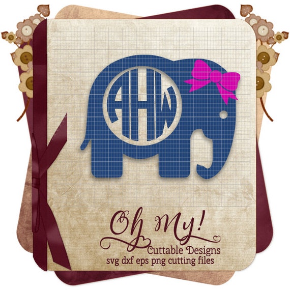 Download Elephant Monogram Frame Svg Eps Dxf Png Cutting Files