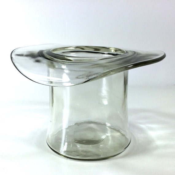 Vintage Glass Top Hat Vase Clear Glass Hat Vase 4.5