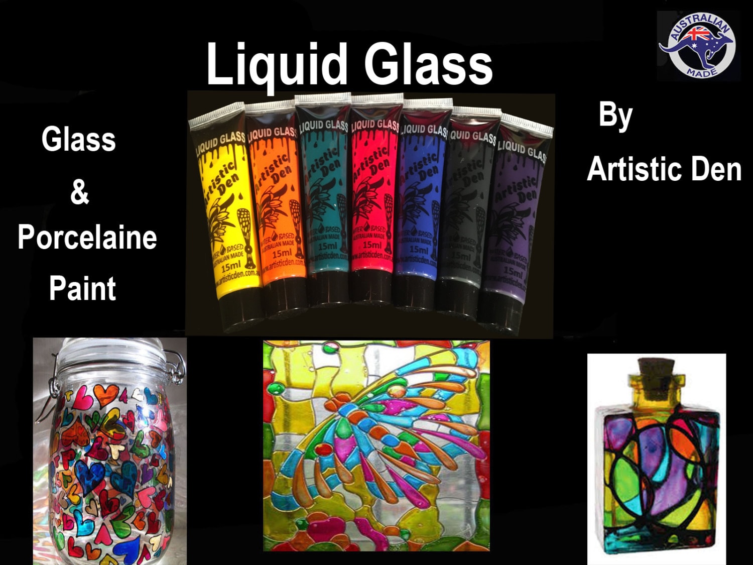 Liquid Glass Paint Porcelain Paint 7 x 15ml Tile Paint Stained