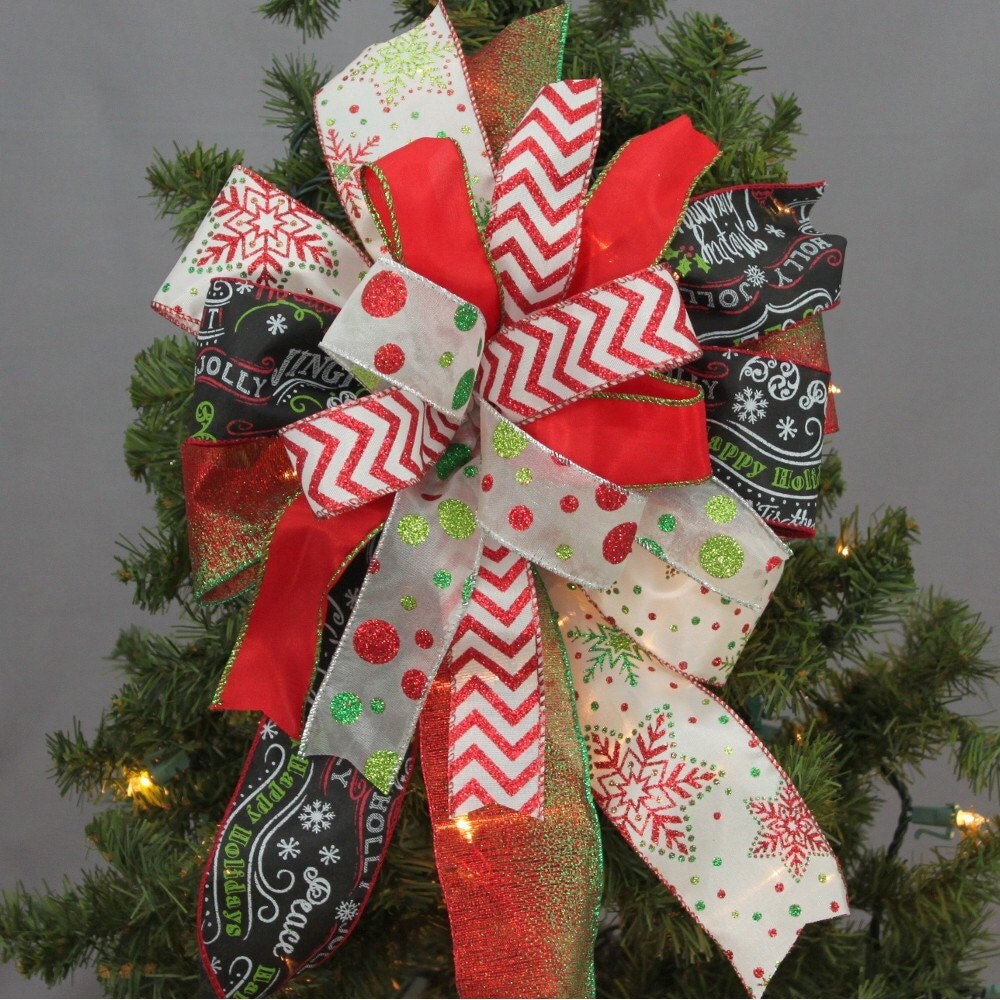 Funky Chalkboard Chevron Christmas Bow Christmas Wreath