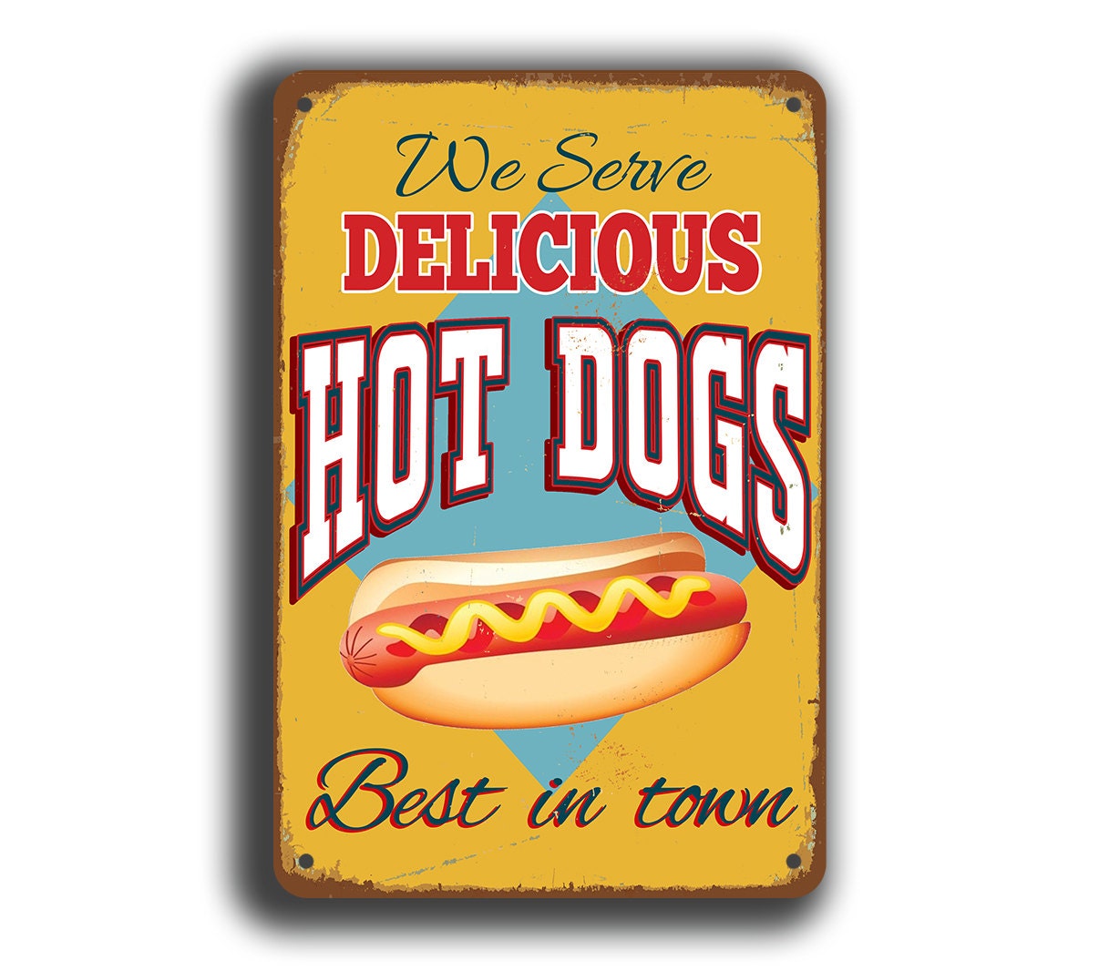 HOT DOG SIGN Vintage Style Hot Dog Sign by ClassicMetalSigns