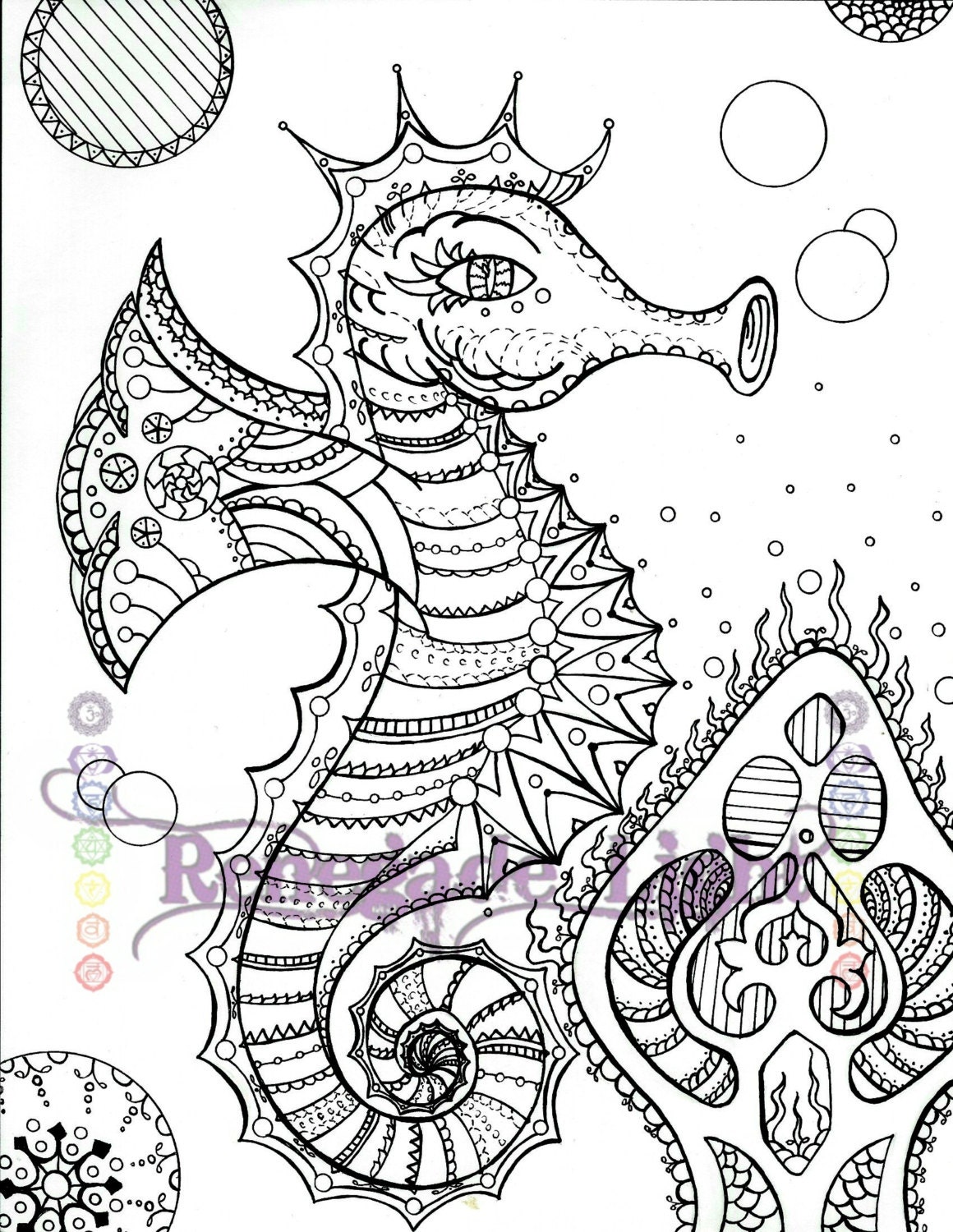 Zentangle Seahorse Seahorse coloring page Seahorse