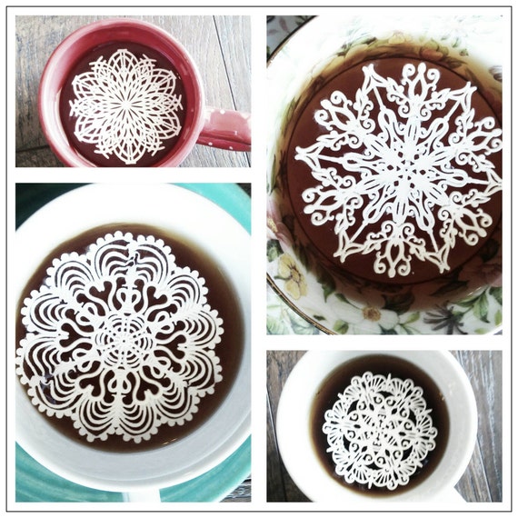 12 Edible Sugar Lace Doilies for Coffee or Tea. by toniatwoodland
