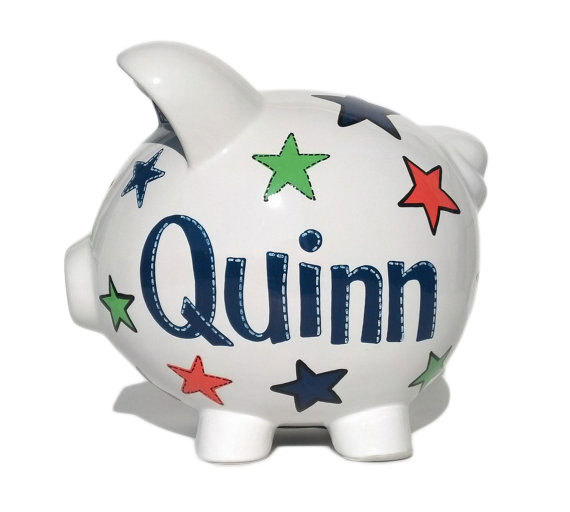 Personalized Piggy Bank Ceramic Hand-painted Large Size