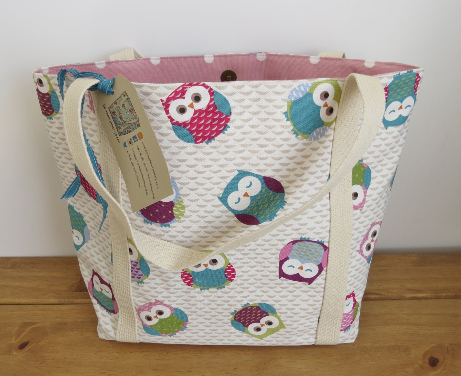 Pink owl canvas baby bag Baby Shower present New mum gift