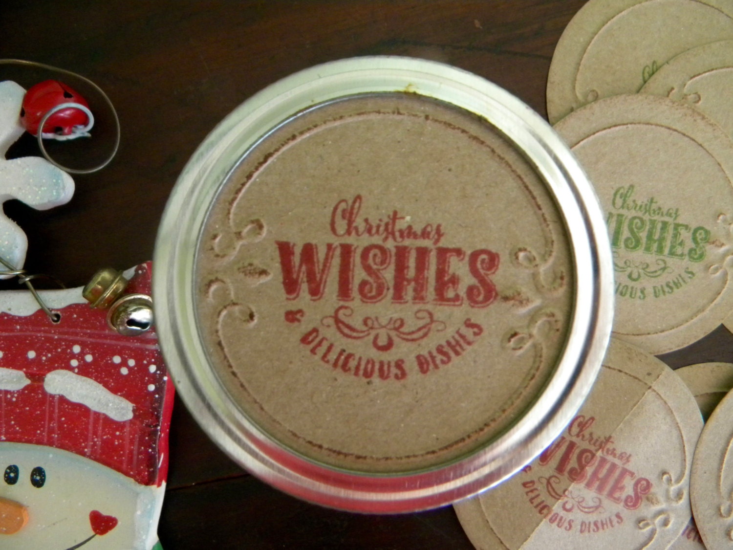 Mason Jar Lid Covers Christmas Wishes Jar Labels Jar