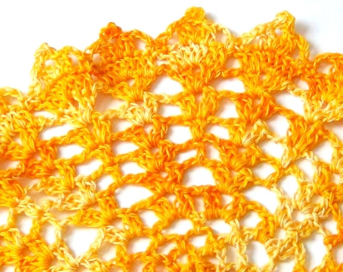 Handmade Doily, Yellow Crochet Doily, Summery Gold Yellow Thread Decor - Gift Idea