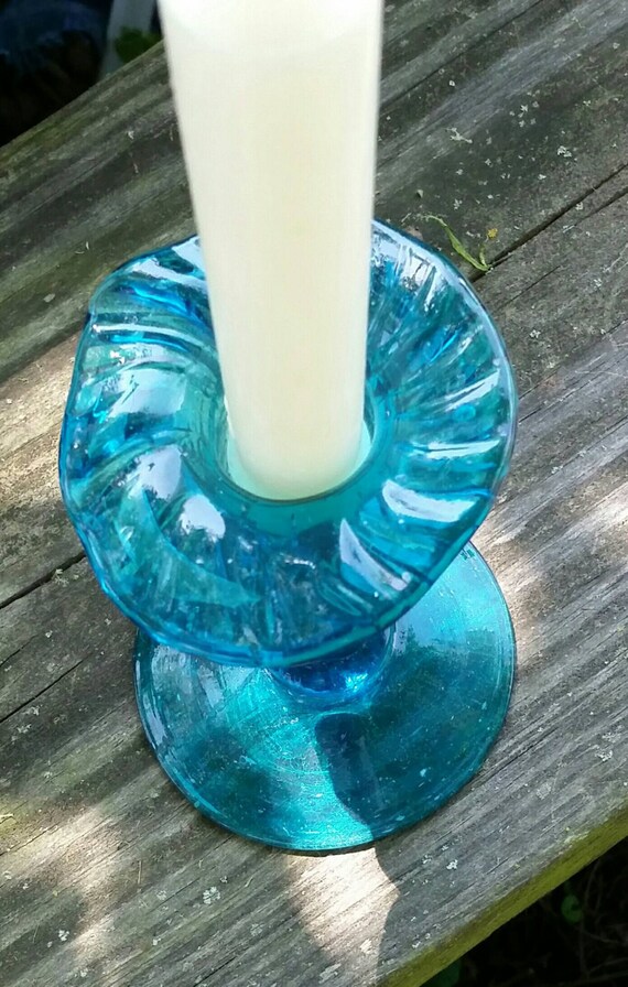 Sale Blown Glass Candle Holder Vintage by WildThings2Treasure