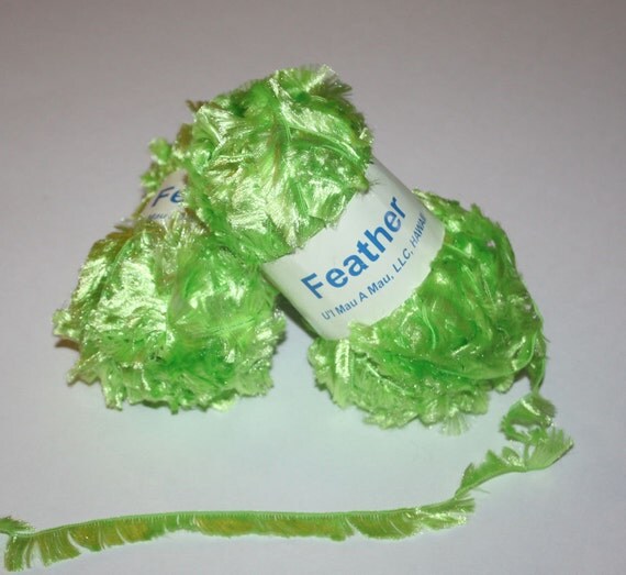 Lime Green Eyelash Yarn 2 Skeins