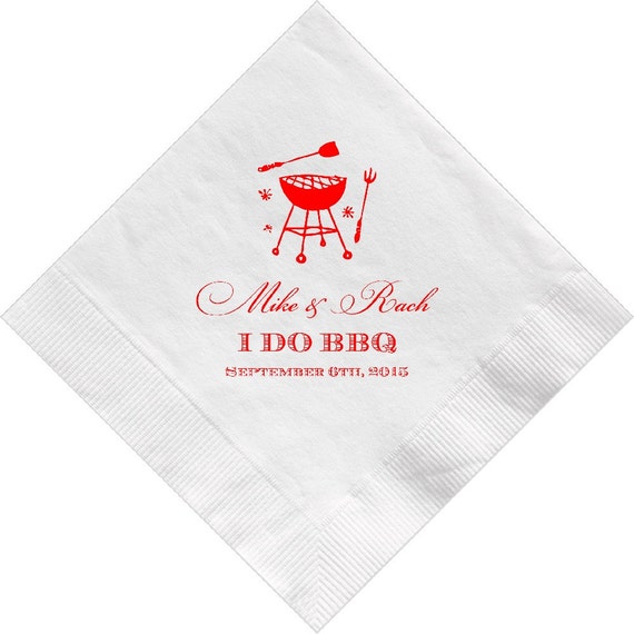 Personalized napkins wedding I do bbq barbecue engagement
