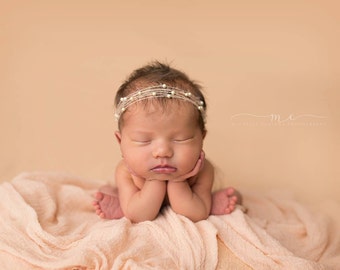 Newborn Pearl & Mohair headband-- Newborn Tieback-- Newborn-Child Tieback