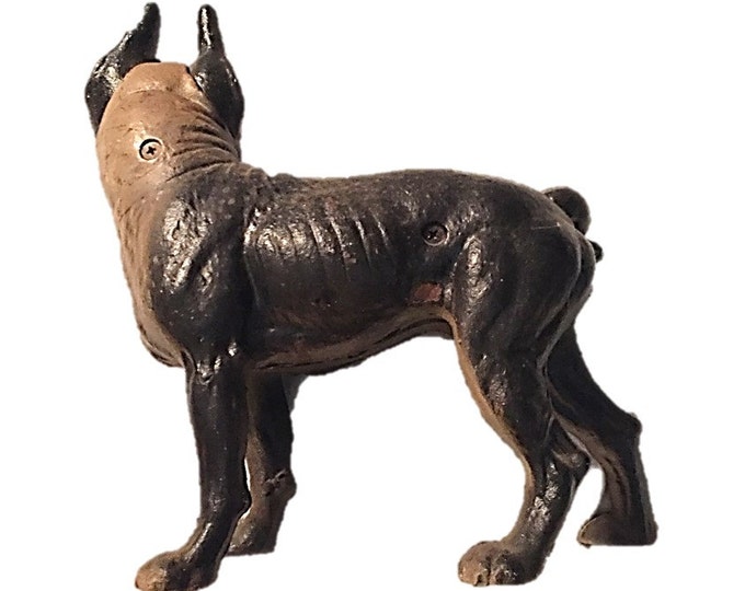 Vintage Cast Iron Boston Terrier Door Stop - Antique Dog Figurine