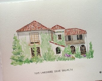 11x14 Custom house watercolor, custom house painting