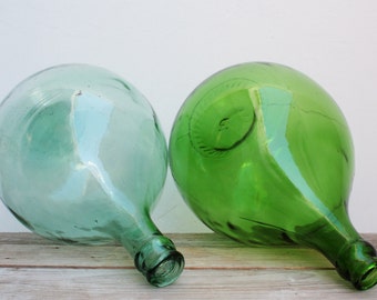 Couple carboys Italian glass 10 liters vintage Demijohn