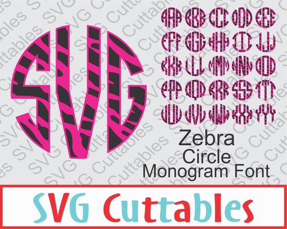 Download Circle Monogram Font Zebra Pattern SVG DXF Alphabet