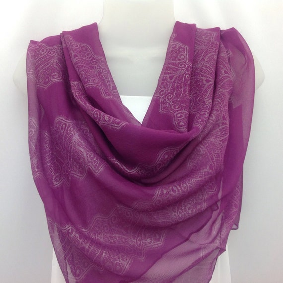 Gift For Mother in law Magenta Silk square shawl Gift for