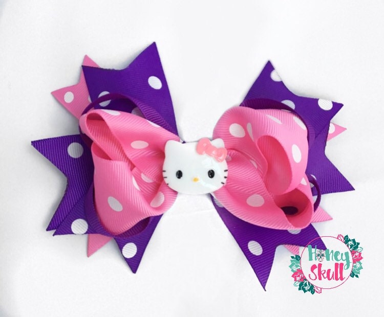 Hello Kitty Bow Pink and Purple Bow Clip Hello Kitty Purple