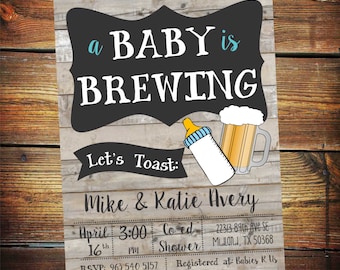 A Baby is Brewing Invitation, Beer Baby Shower Invitation, Beer Baby Shower, co ed baby shower invitation, co ed baby shower invite, baby