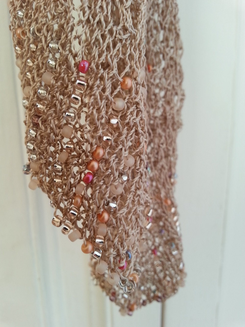 Knitting Pattern PDF for Daisy Beaded Scarf is a glamorous