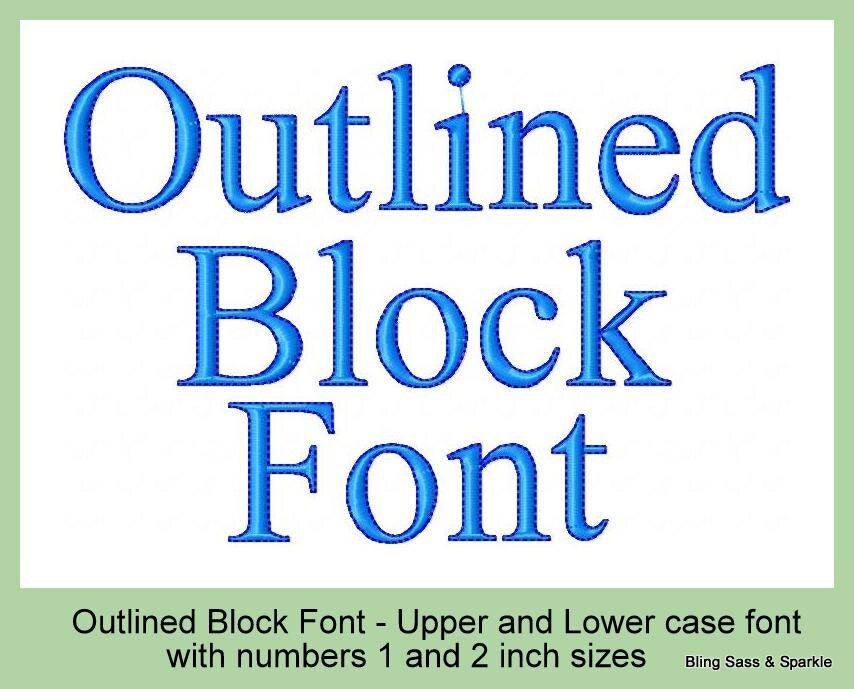 Outlined Block Font 1 and 2 inch sizes by BlingSassSparkle