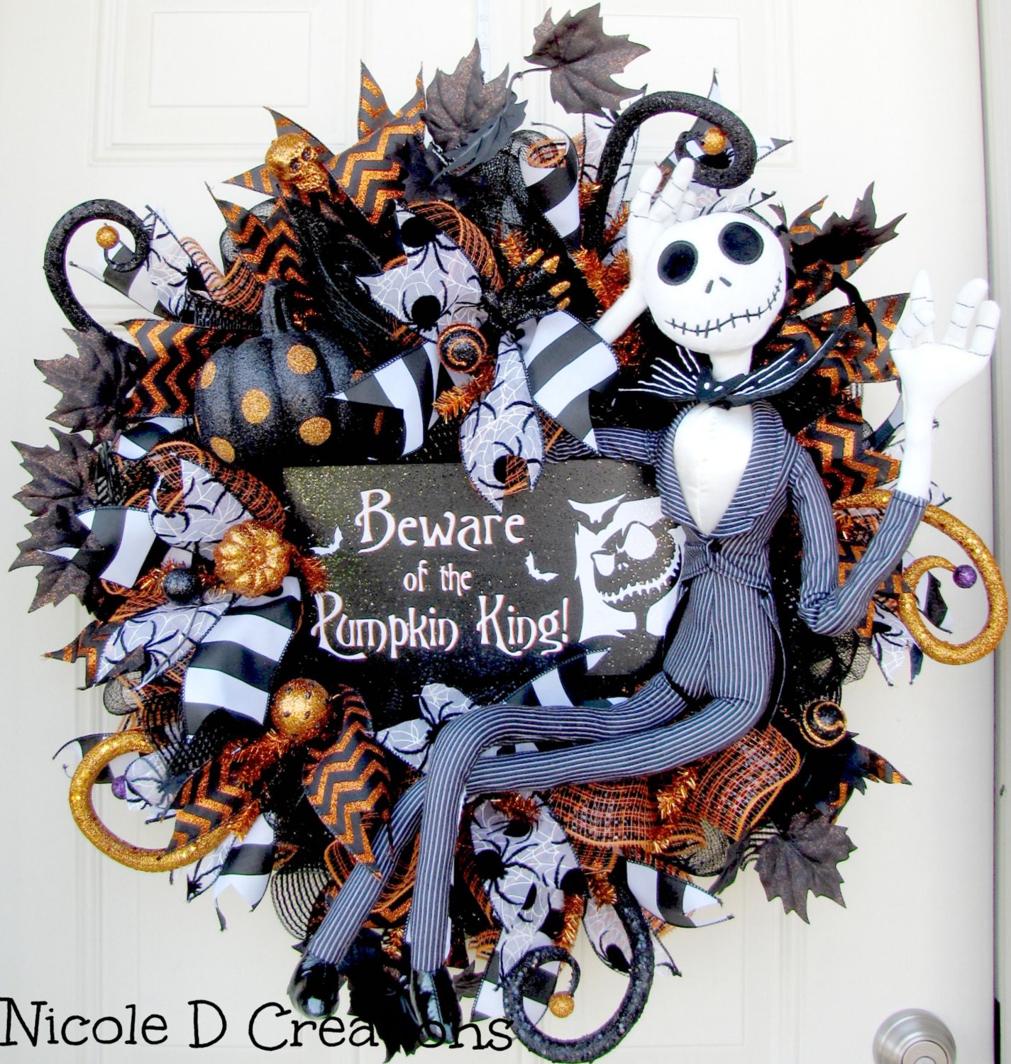 Halloween Wreath Jack Skellington Wreath Front Door Decor