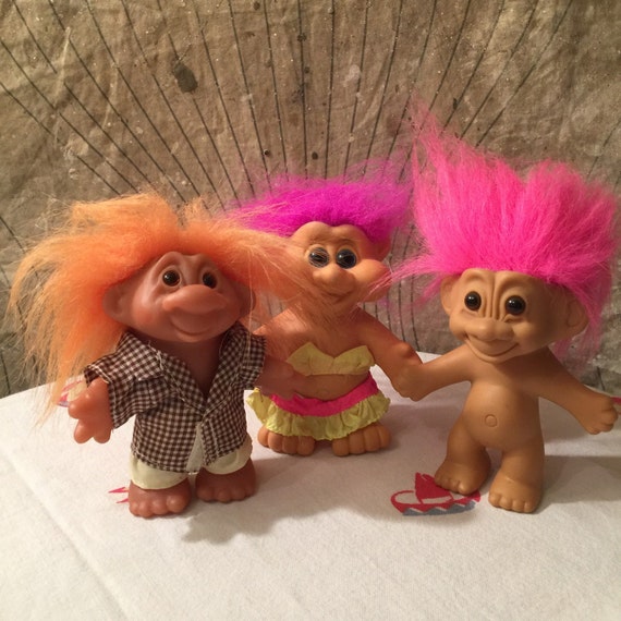 Vintage TROLL LOT 3 Trolls. DAM 1986 Russ and by CashVilleVintage