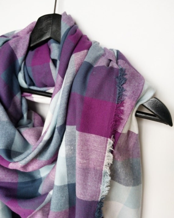 purple plaid blanket scarf