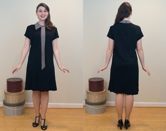 1960s Incredibly Mod Mini Dress - Wednesday Addams Style