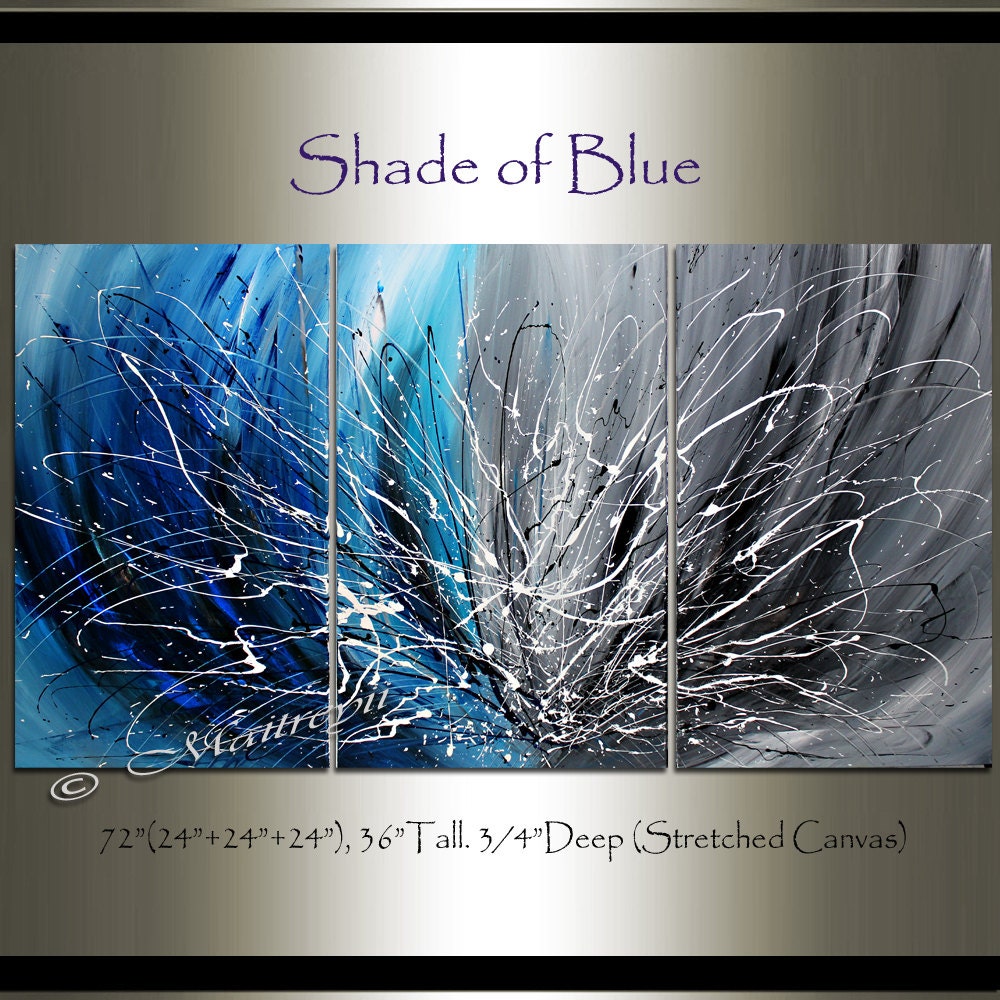 Blue Grey Abstract Painting 72 Drip Art Beautiful