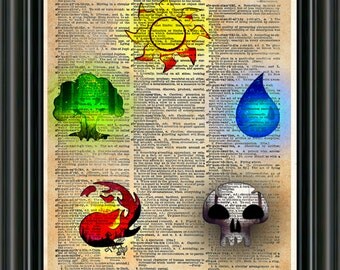 Magic the Gathering art, magic the gathering token symbols, Geeky art print
