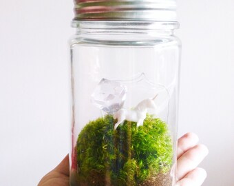 Diamond Unicorn Terrarium, Moss Terrarium, Glass Terrarium Jar