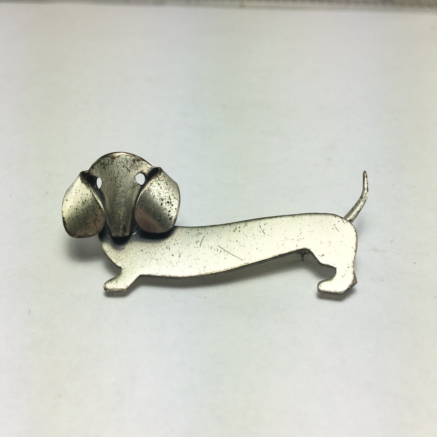 Sterling Silver Dog Brooch / Dachshund by SusansEstateJewelry