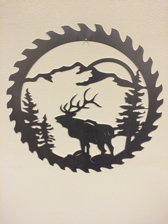 CNC / Elk / Saw blade / wall hanging / Den / by metalmaniabend